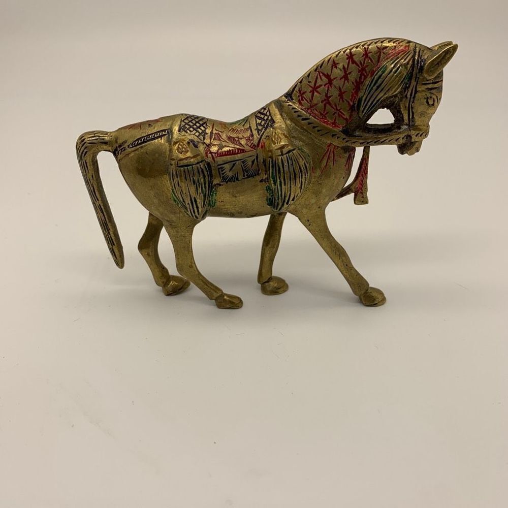 Vintage Brass Horse Figure 4.5x4x2